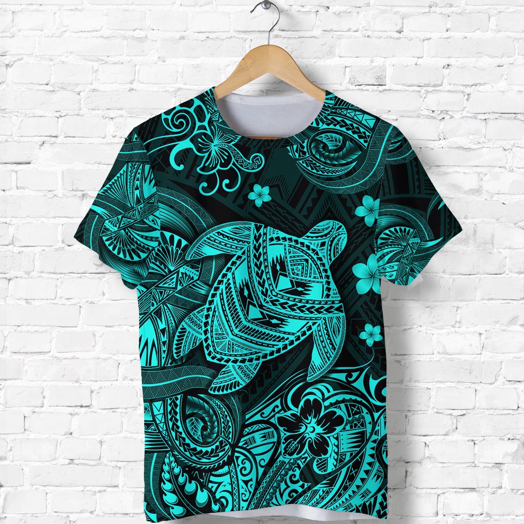 Custom Hawaii Turtle Polynesian T Shirt Plumeria Flower Unique Style Turquoise LT8 - Wonder Print Shop