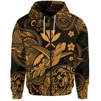 Hawaii Turtle Map Polynesian Zip Hoodie Kanaka Maoli Unique Style Gold LT8 - Wonder Print Shop