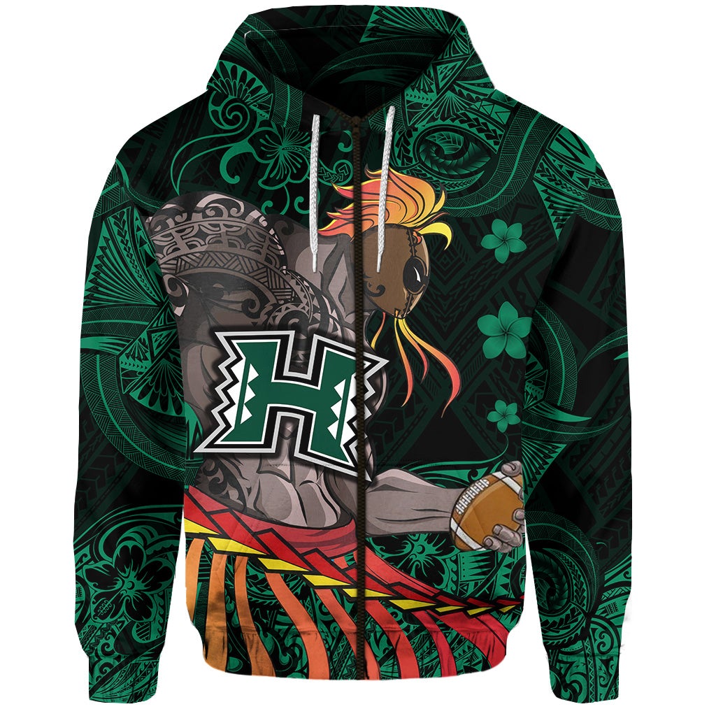 Custom Hawaii Warriors Polynesian Zip Hoodie Unique Style Green LT8 - Wonder Print Shop