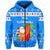 Custom Christmas Hawaii Zip Hoodie Santa Claus Surfing Simple Style Blue LT8 - Wonder Print Shop