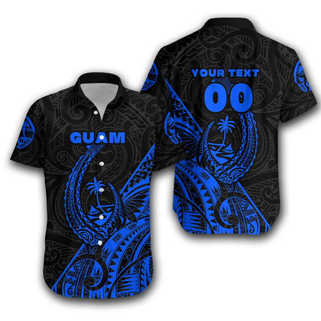 (Custom Personalised) Guam Rugby Hawaiian Shirt Polynesian Patterns Style - Blue LT16 - Wonder Print Shop