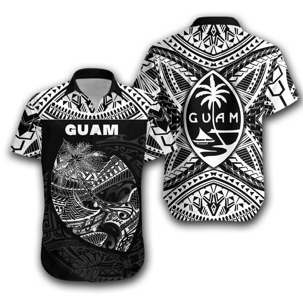 Guam Rugby Hawaiian Shirt Polynesian Patterns - Black LT16 - Wonder Print Shop