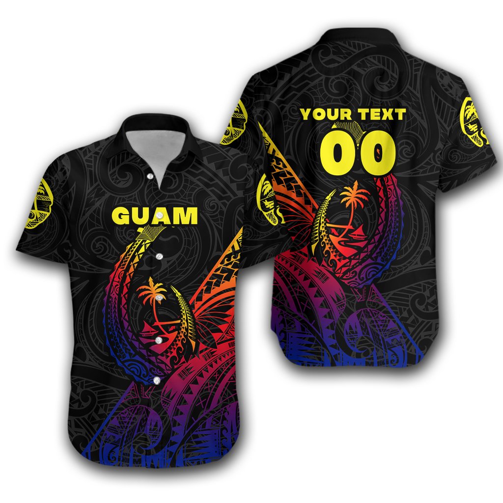 (Custom Personalised) Guam Rugby Hawaiian Shirt Polynesian Patterns Style - Gradient LT16 - Wonder Print Shop