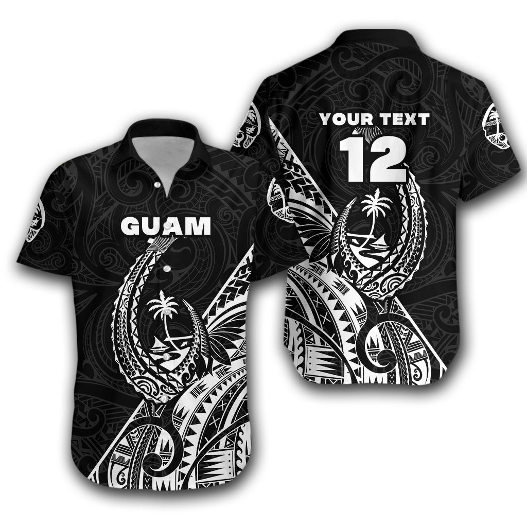 (Custom Personalised) Guam Rugby Hawaiian Shirt Polynesian Patterns Style - Black LT16 - Wonder Print Shop