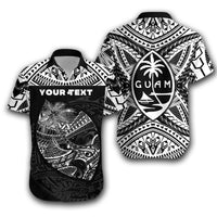 (Custom Personalised) Guam Rugby Hawaiian Shirt Polynesian Patterns - Black - Ver.2 LT16 - Wonder Print Shop