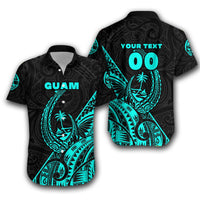 (Custom Personalised) Guam Rugby Hawaiian Shirt Polynesian Patterns Style - Turquoise LT16 - Wonder Print Shop