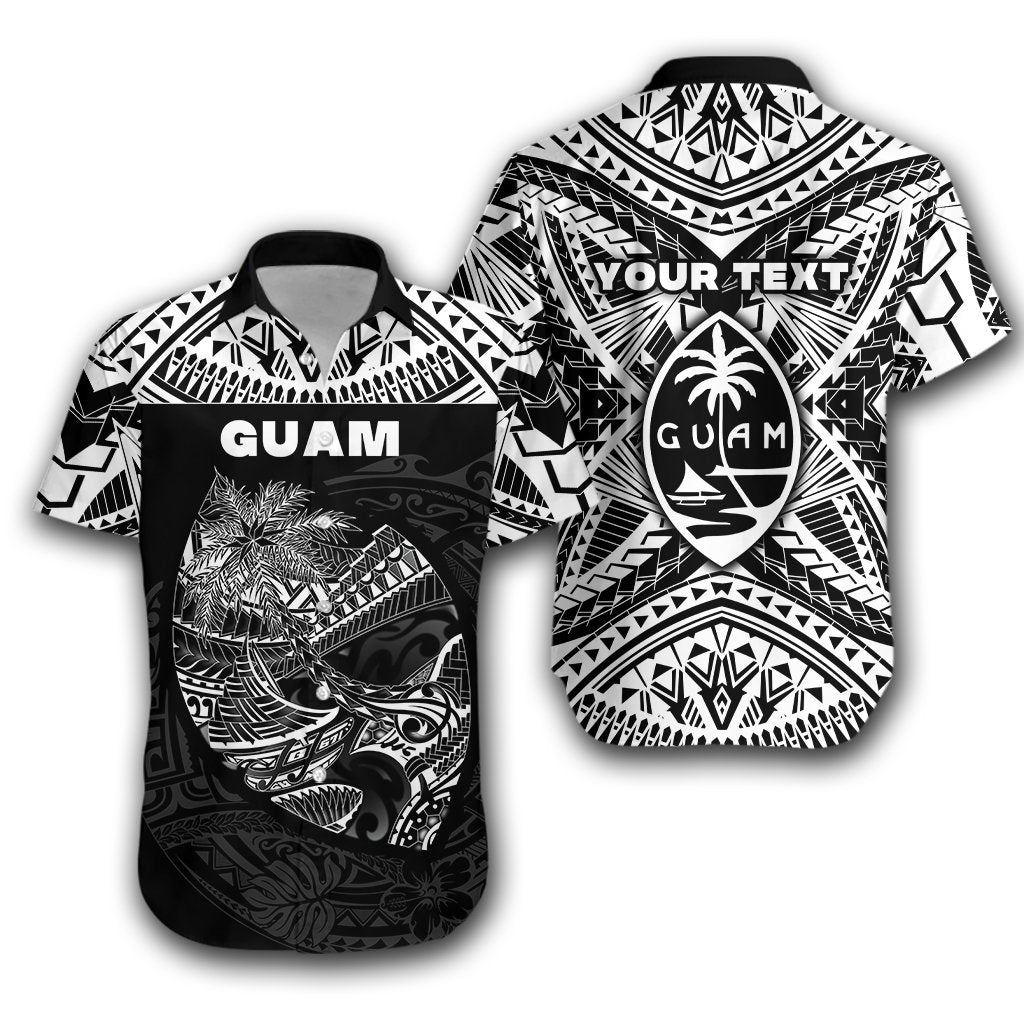 (Custom Personalised) Guam Rugby Hawaiian Shirt Polynesian Patterns - Black LT16 - Wonder Print Shop