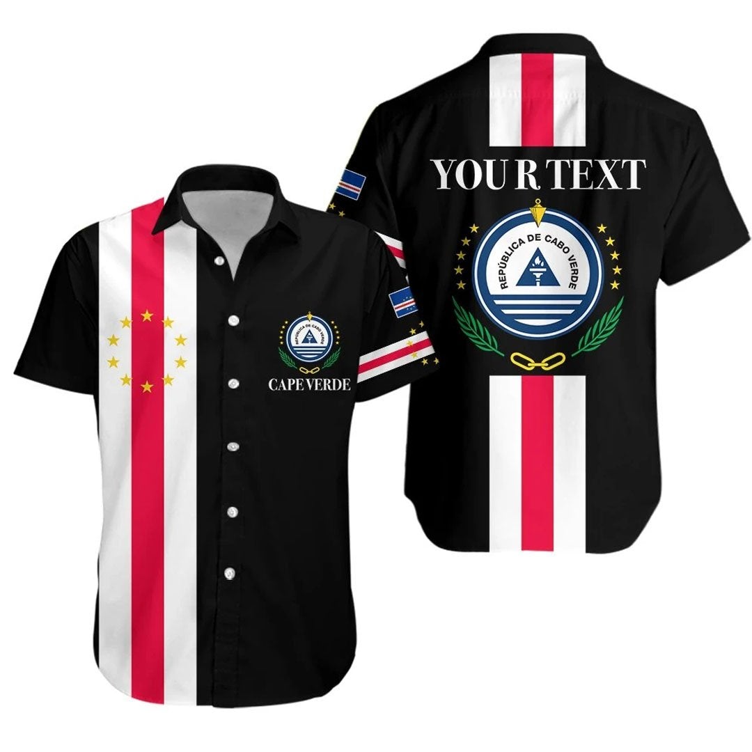 (Custom Personalised) Cape Verde Hawaiian Shirt Striped Version Black LT13 - Wonder Print Shop