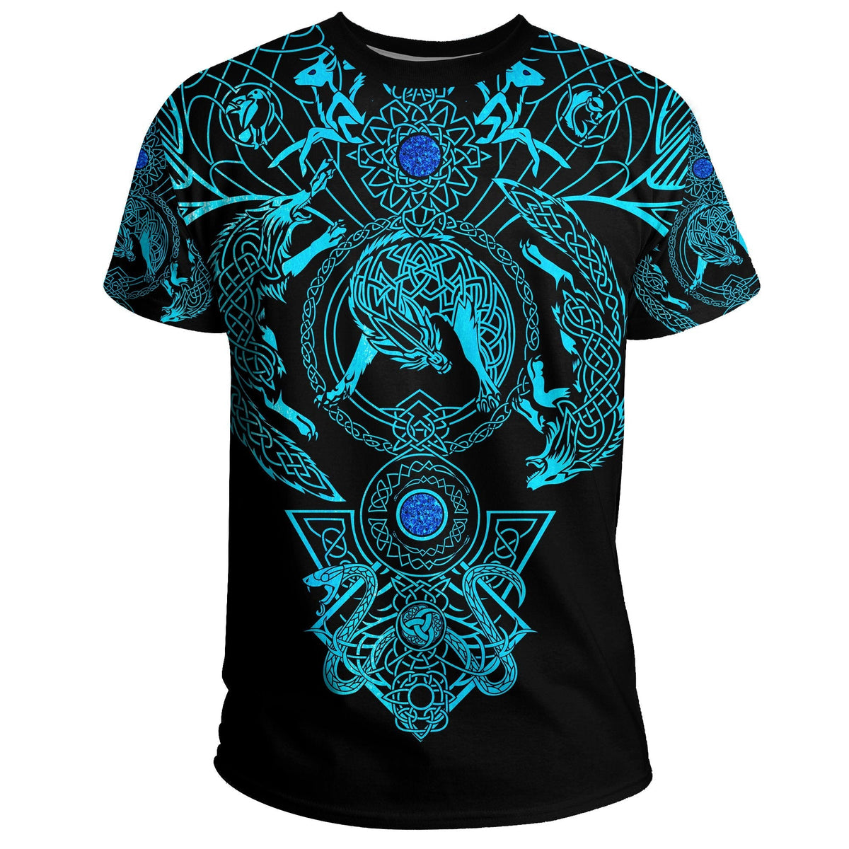 Viking T Shirt, Tattoo All Over Print Blue RLT12 - Wonder Print Shop