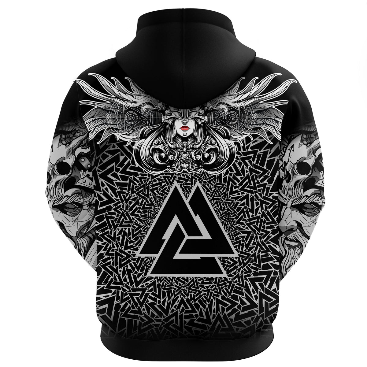 Viking Valkyrie Zip Hoodie - Valknut Pattern RLT12 - Wonder Print Shop