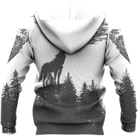 Viking Raven and Wolf In Pine Forest Zip Hoodie RLT12 - Wonder Print Shop