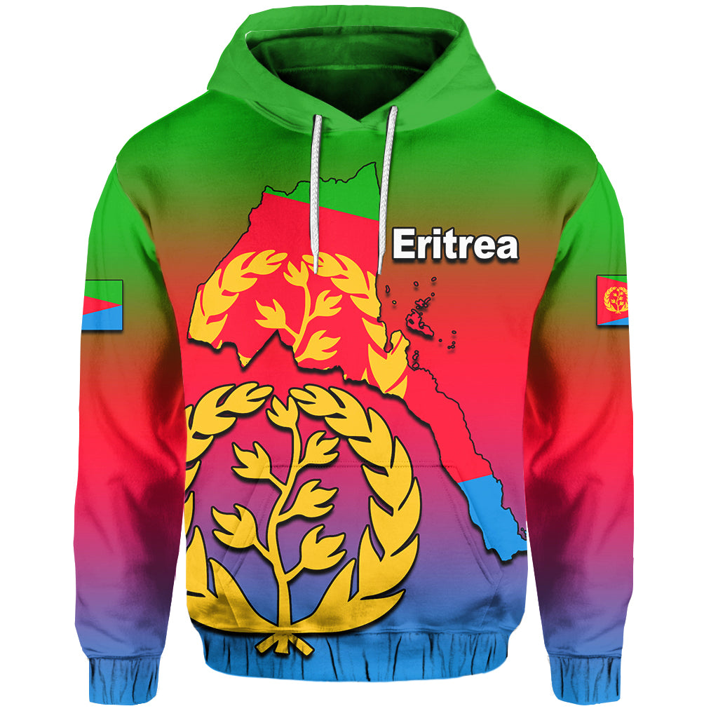Custom Eritrea Hoodie Gradient Color Flag With Map LT6 - Wonder Print Shop