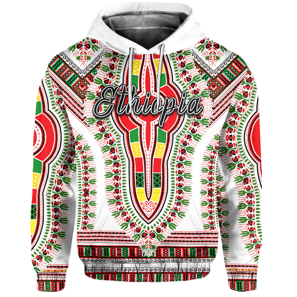 Custom Ethiopia Hoodie Dashiki White Style LT6 - Wonder Print Shop