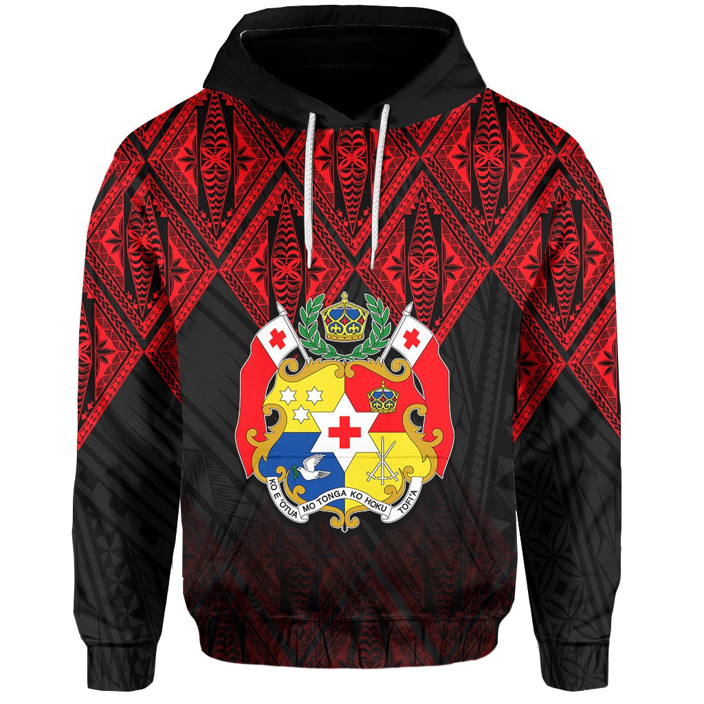 Tonga Hoodie Ngatu Black and Red Style LT6 - Wonder Print Shop
