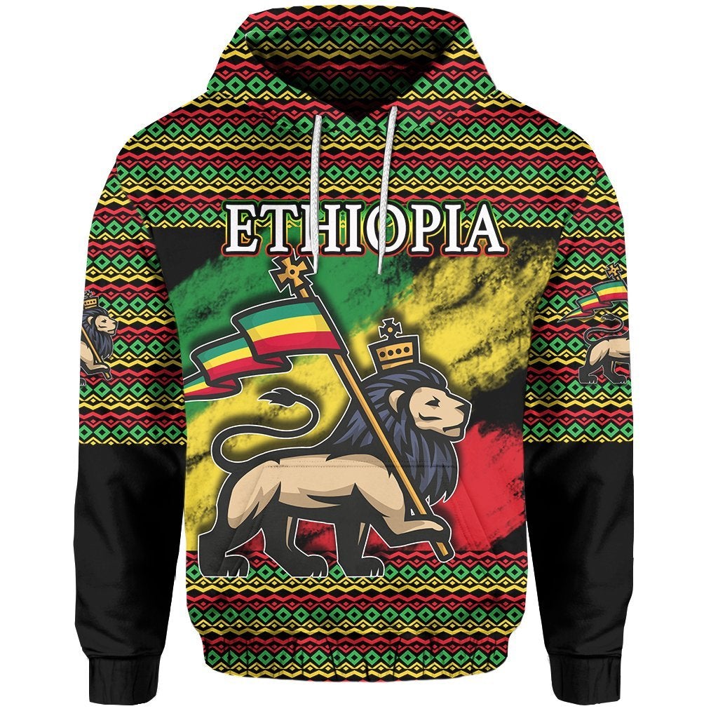 Ethiopia Hoodie Version Lion Of Judah Grunge LT6 - Wonder Print Shop