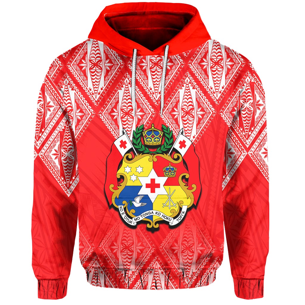 Tonga Hoodie Ngatu White and Red Style LT6 - Wonder Print Shop