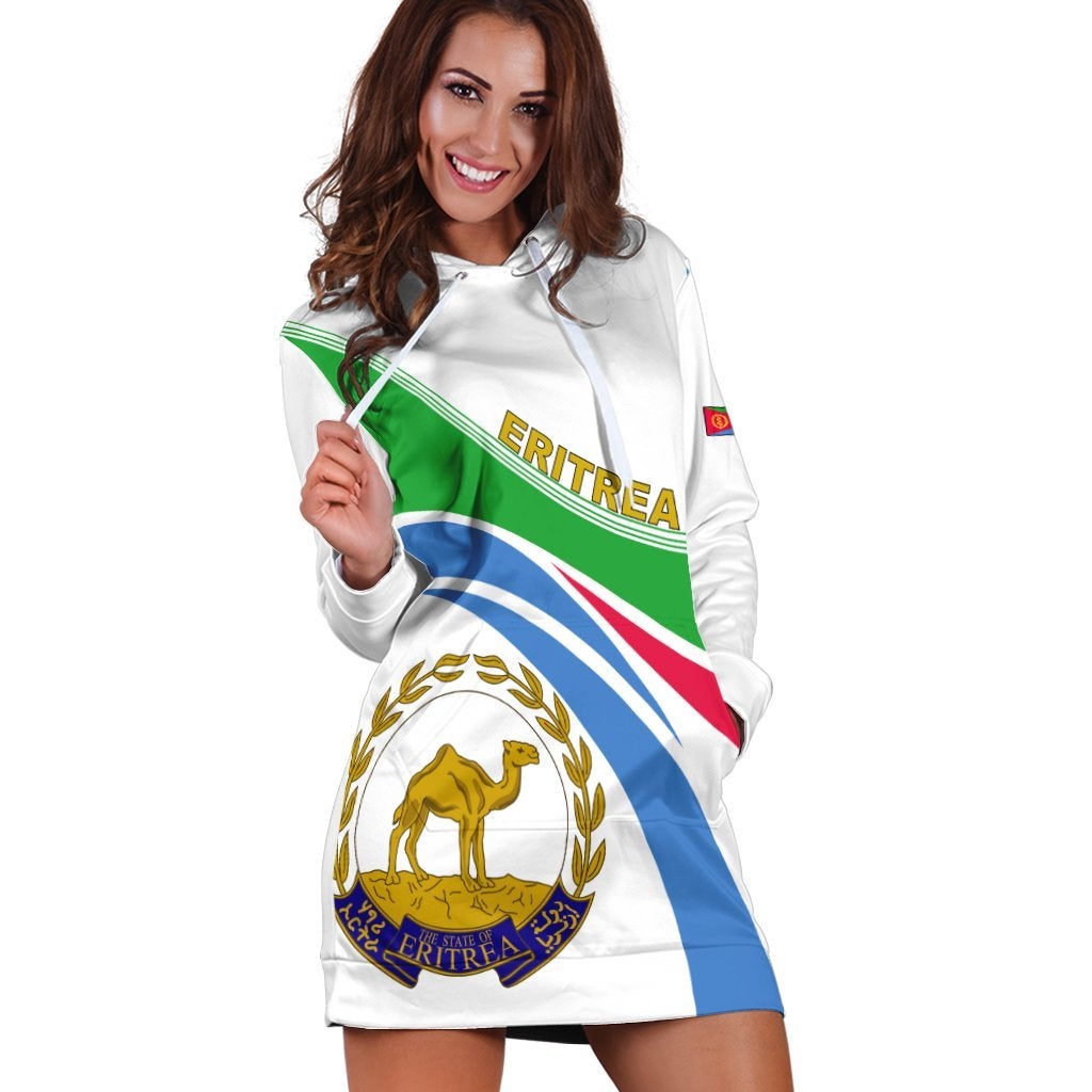 Eritrea Map And Coat Of Arms Hoodie Dress LT13 - Wonder Print Shop