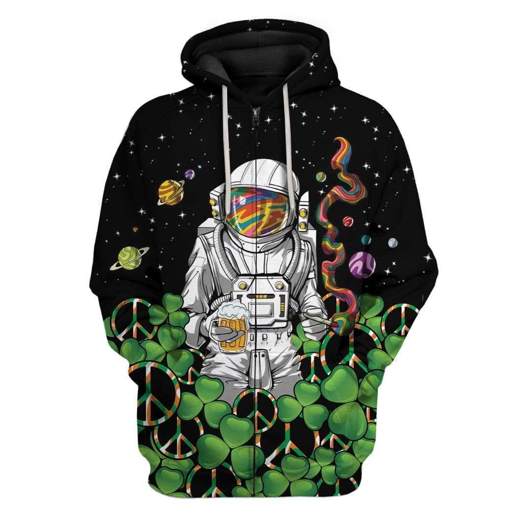 St Patricks Day Hoodie Hippie Astronaut LT8 - Wonder Print Shop