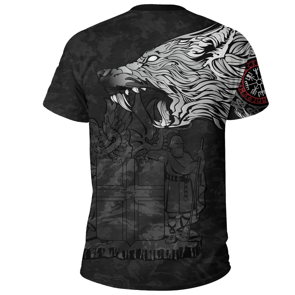Viking T Shirt, Fenrir Wolf and Vegvisir RLT12 - Wonder Print Shop