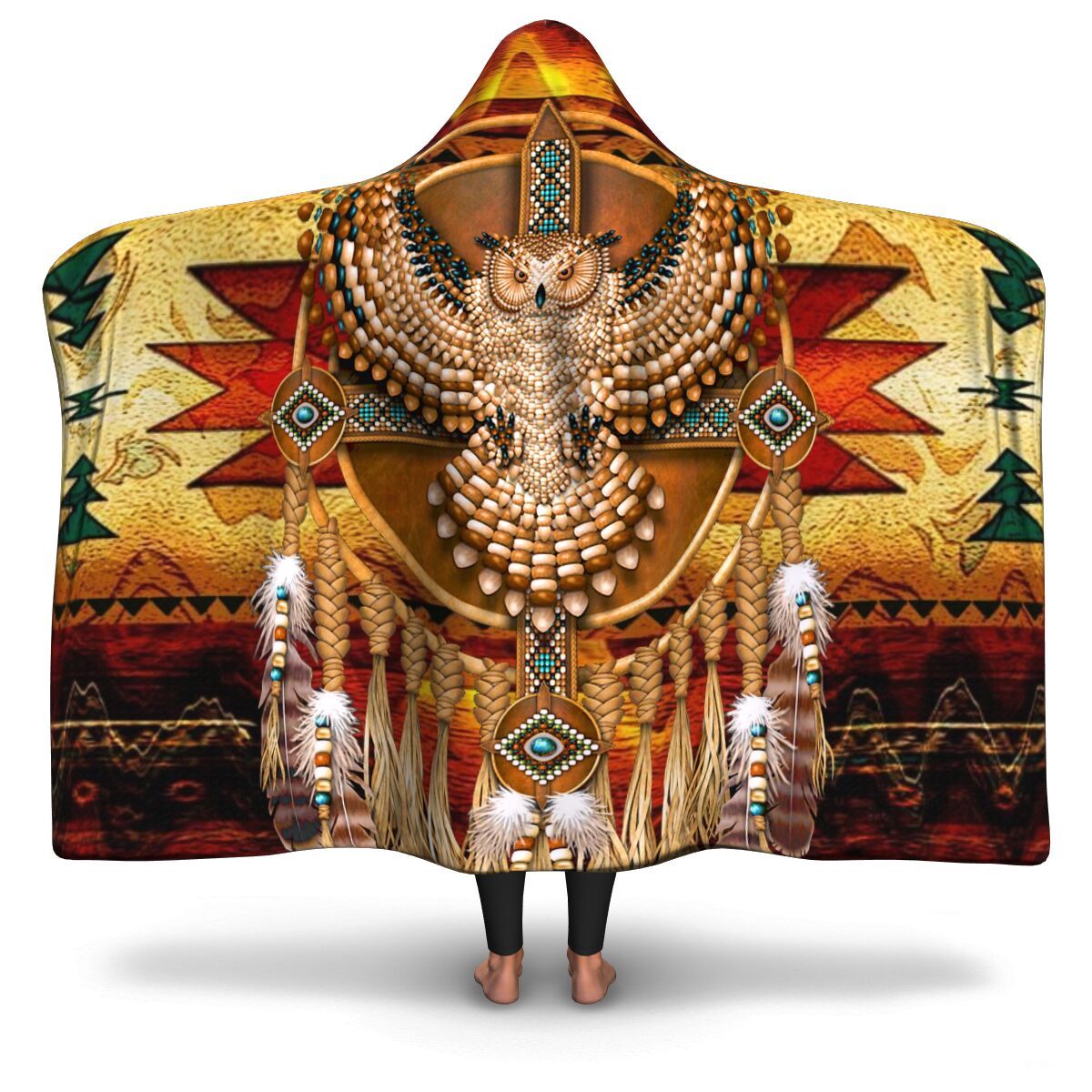 owl-southwest-brown-symbol-native-american-hooded-blanket