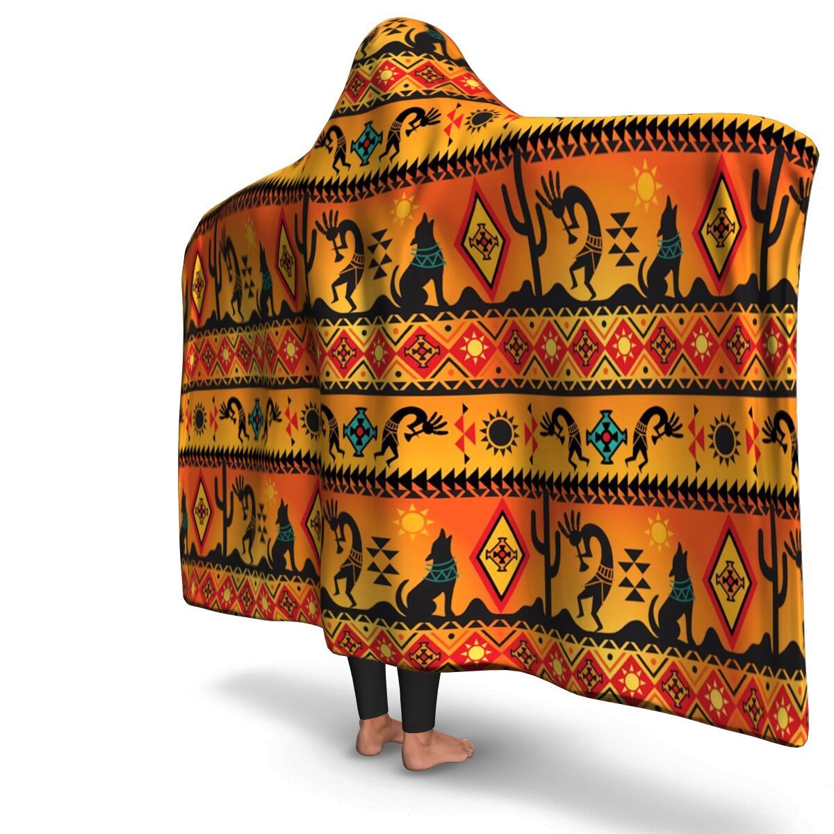 kokopelli-myth-yellow-native-american-hoodie-blanket