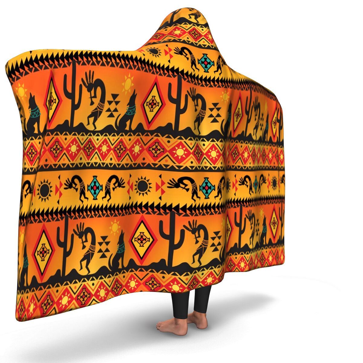 kokopelli-myth-yellow-native-american-hoodie-blanket