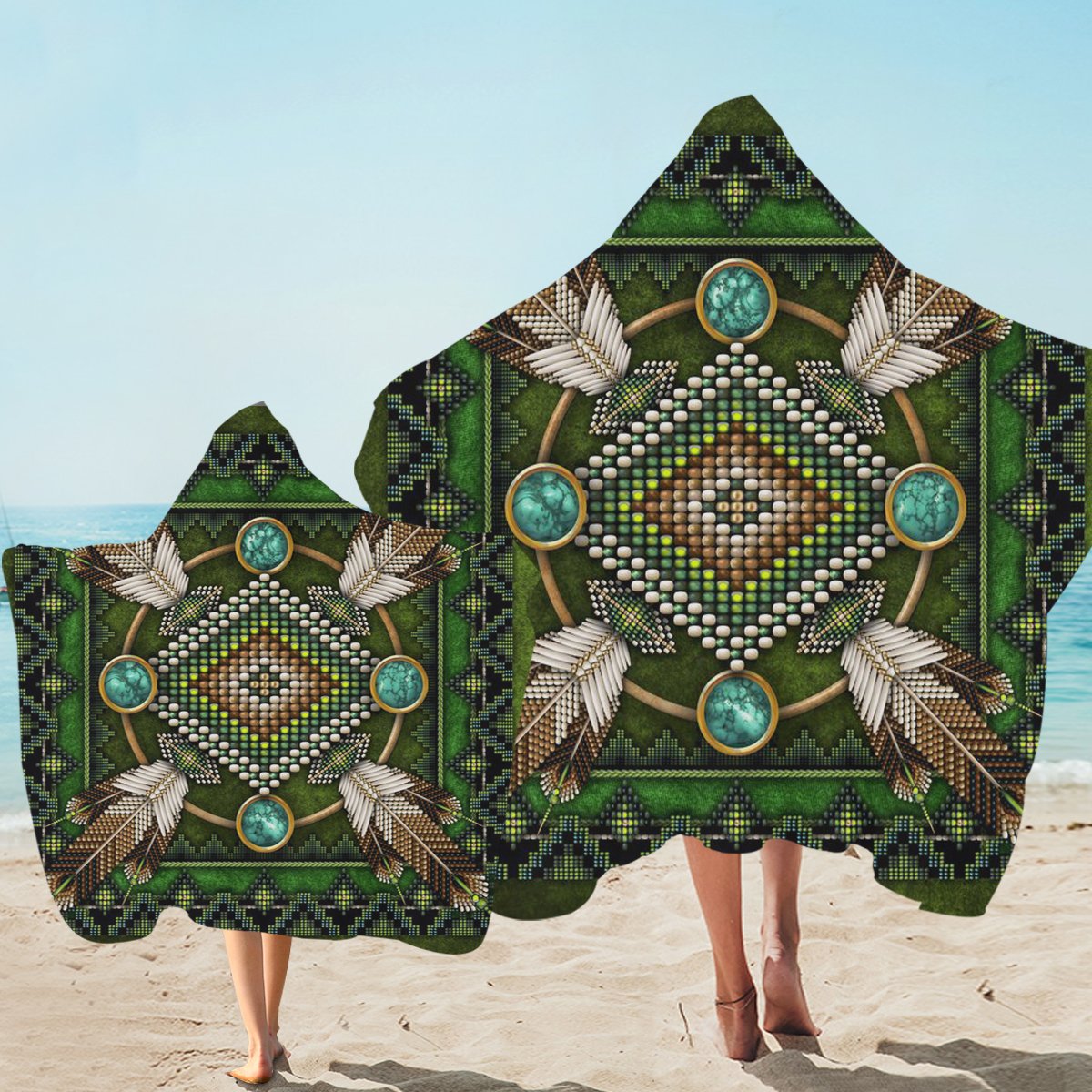 Mandala Green Native American Pride Beach Towel LT10 - Wonder Print Shop