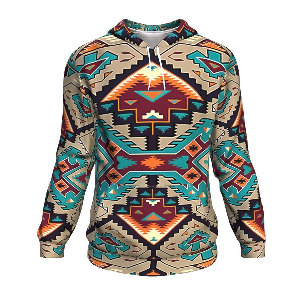 Native American Tribal Ethnic Pattern Blue 3D Pullover Hoodies LT10 - Wonder Print Shop