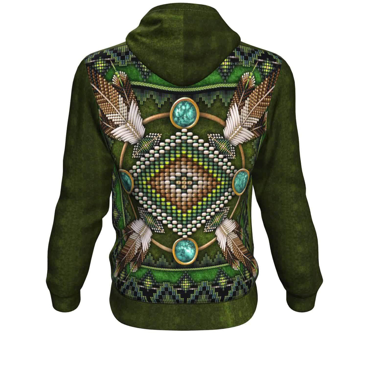 Native American Green Mandala Pattern 3D Pullover Hoodie LT10 - Wonder Print Shop
