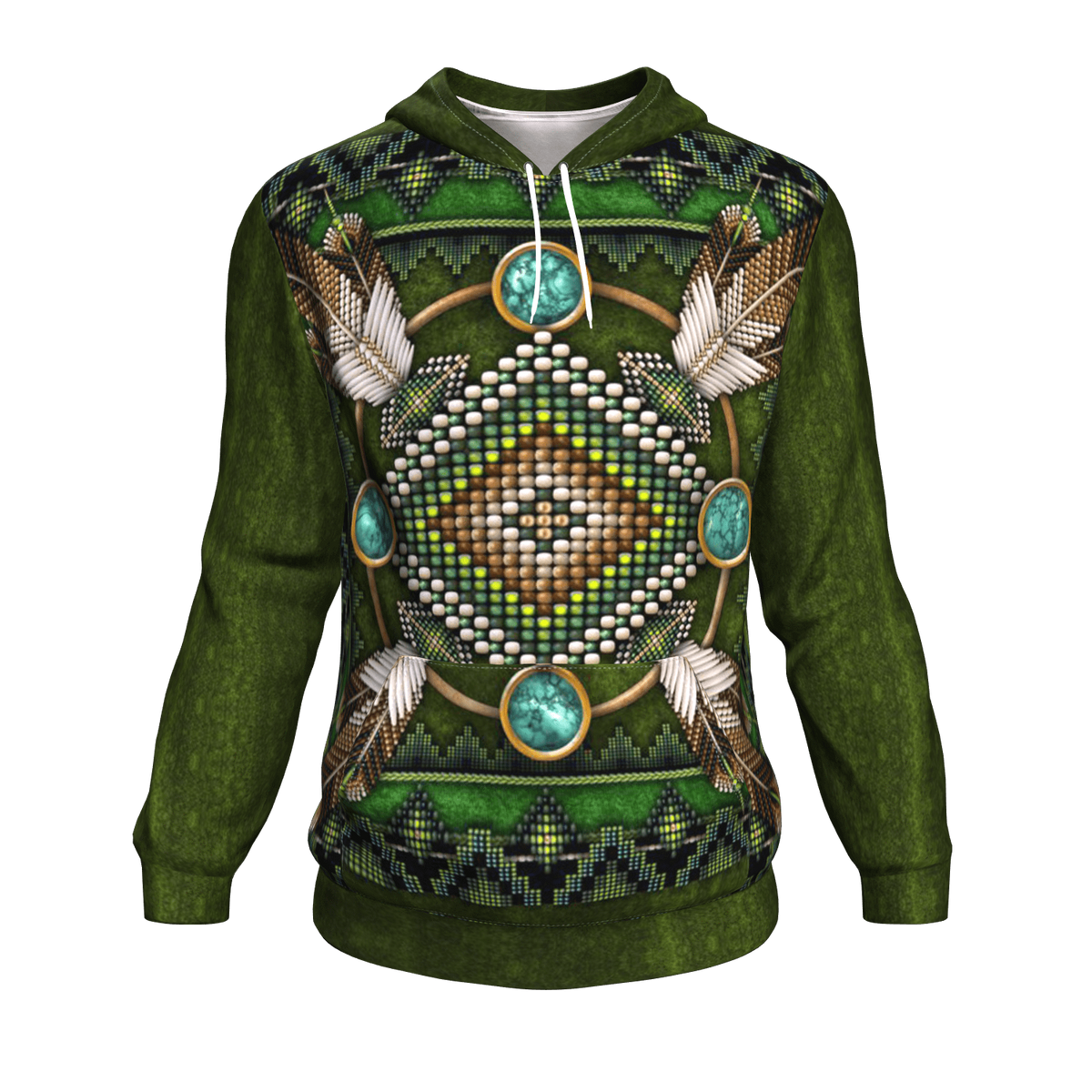 Native American Green Mandala Pattern 3D Pullover Hoodie LT10 - Wonder Print Shop