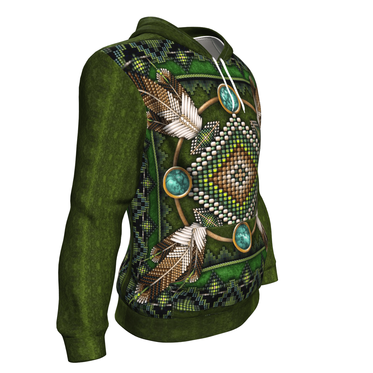 Native American Green Mandala Pattern 3D Pullover Hoodie LT10 - Wonder Print Shop