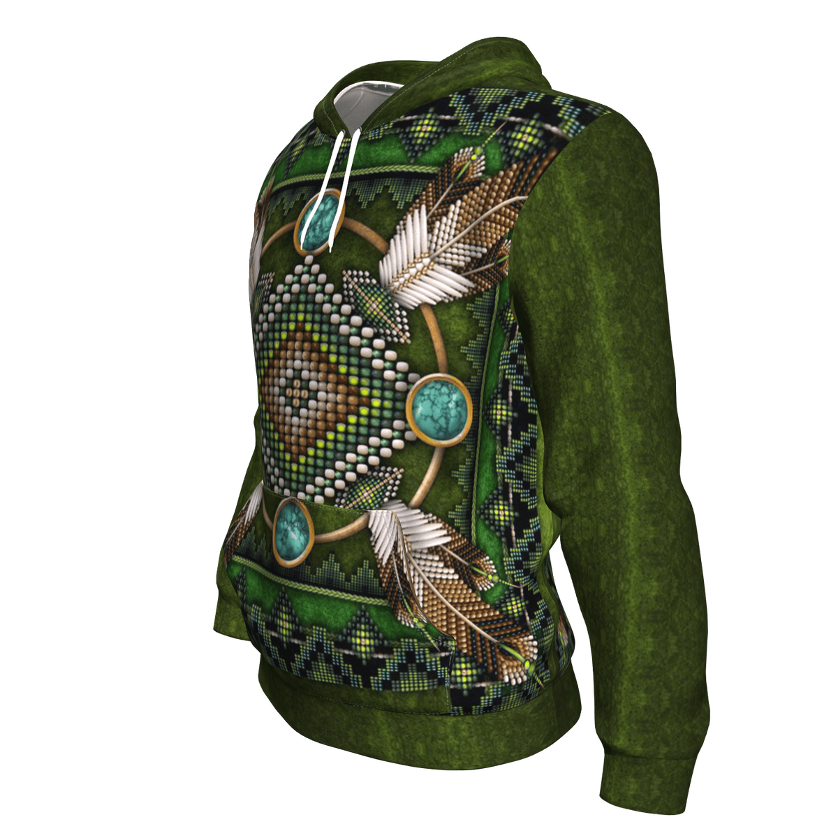 Native American Green Mandala Pattern 3D Pullover Hoodie LT10 - Wonder Print Shop