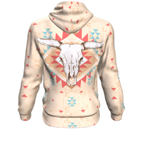 Bison Bull Head Pink Red 3D Pullover Hoodie  Native American Clothings LT10 - Wonder Print Shop