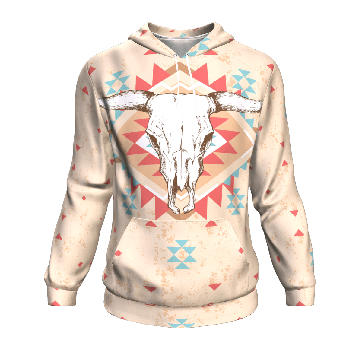 Bison Bull Head Pink Red 3D Pullover Hoodie  Native American Clothings LT10 - Wonder Print Shop