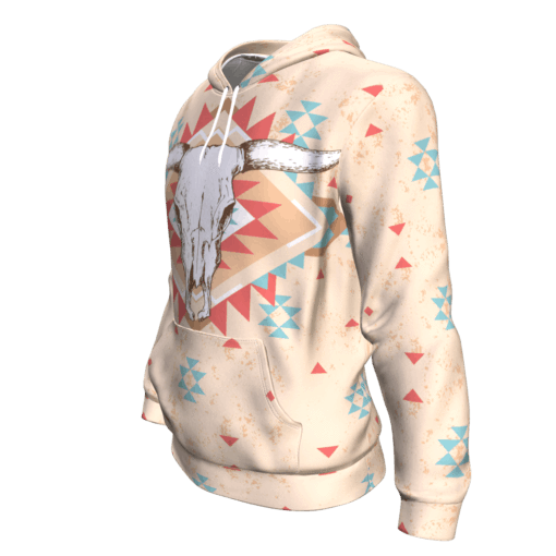 Bison Bull Head Pink Red 3D Pullover Hoodie  Native American Clothings LT10 - Wonder Print Shop