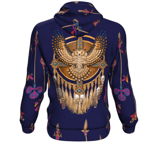 Golden Owl Dream Catcher 3D Pullover Hoodie Native American LT10 - Wonder Print Shop