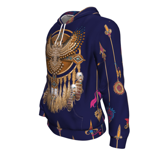Golden Owl Dream Catcher 3D Pullover Hoodie Native American LT10 - Wonder Print Shop