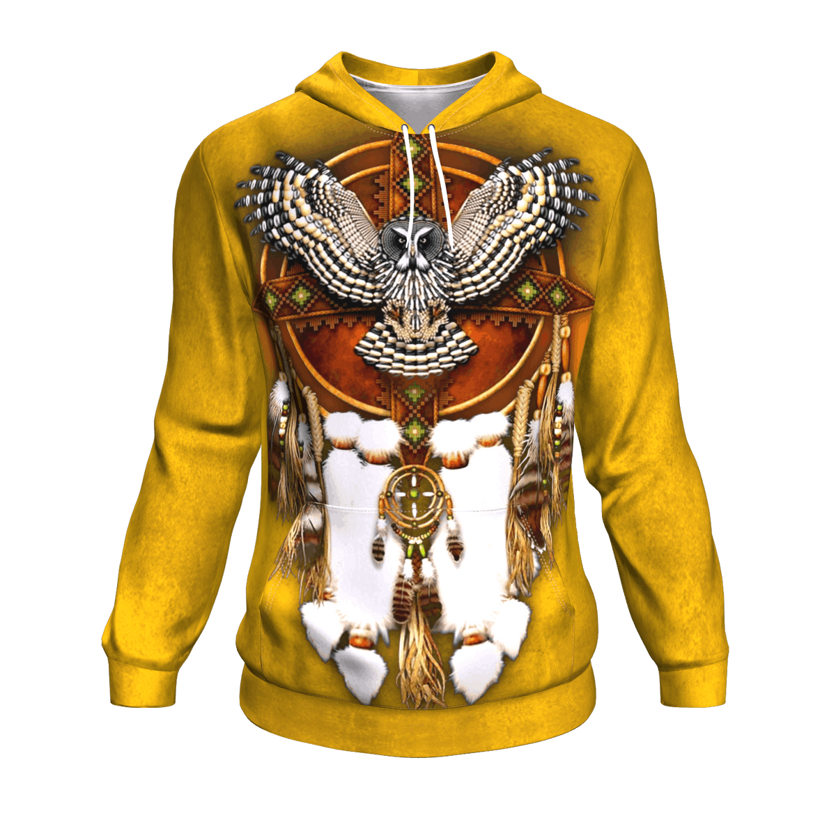 Yellow Owl Dreamcatcher Native American Design 3D Pullover Hoodie LT10 - Wonder Print Shop