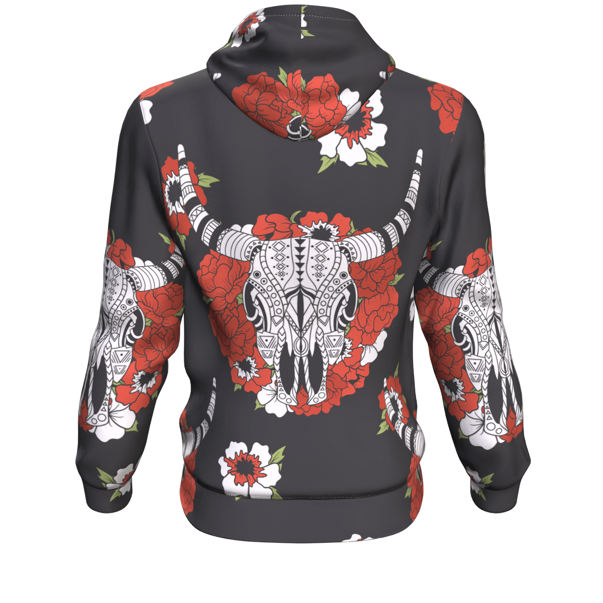 Bison Head Red Rose 3D Pullover Hoodie Native American LT10 - Wonder Print Shop