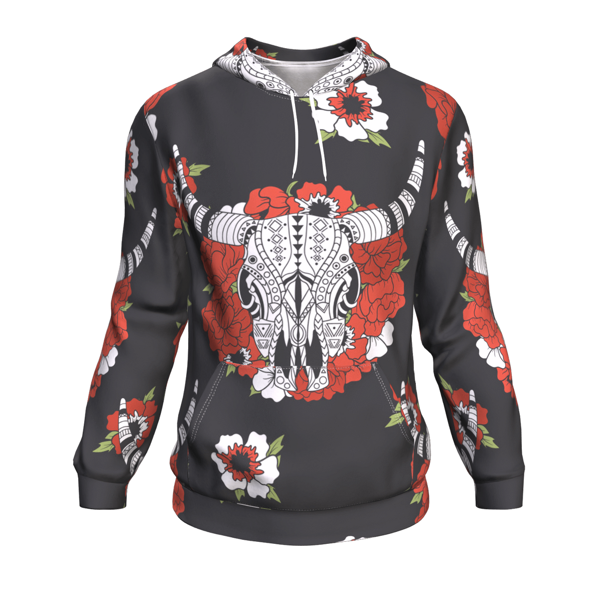 Bison Head Red Rose 3D Pullover Hoodie Native American LT10 - Wonder Print Shop