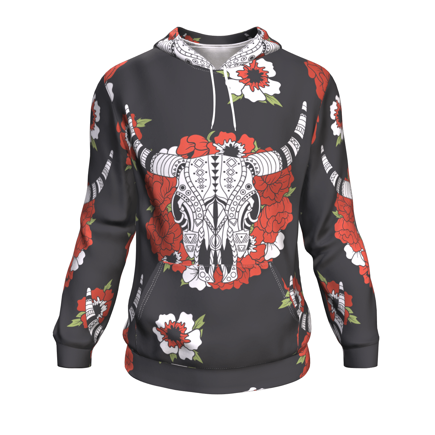 bison-head-red-rose-3d-pullover-hoodie-native-american