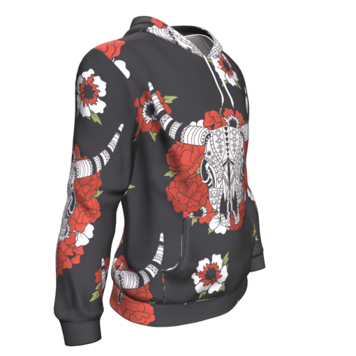 Bison Head Red Rose 3D Pullover Hoodie Native American LT10 - Wonder Print Shop