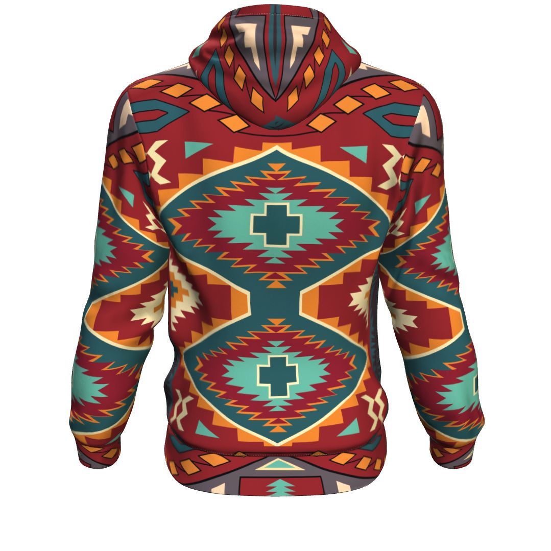 Native American Red Pattern All Over Hoodie LT10 - Wonder Print Shop