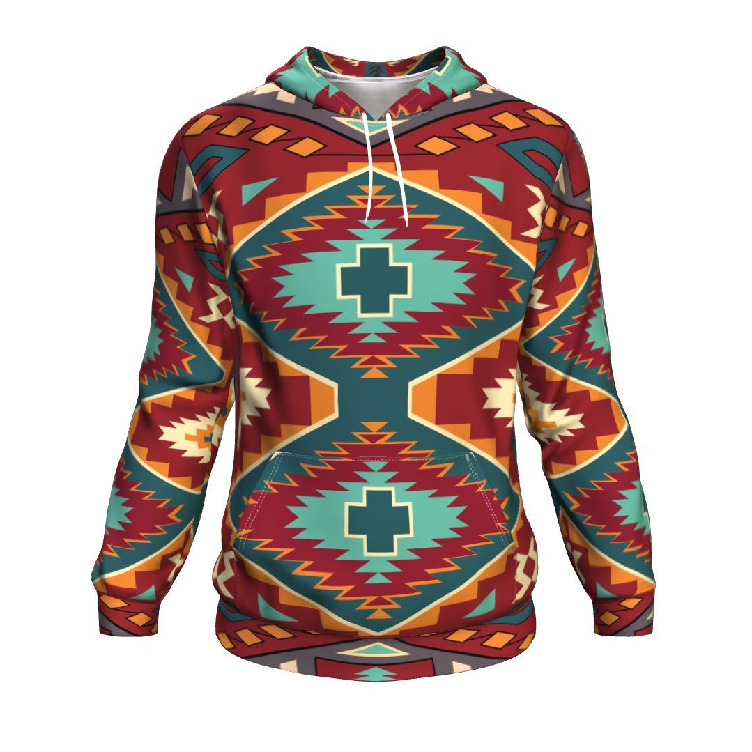 Native American Red Pattern All Over Hoodie LT10 - Wonder Print Shop