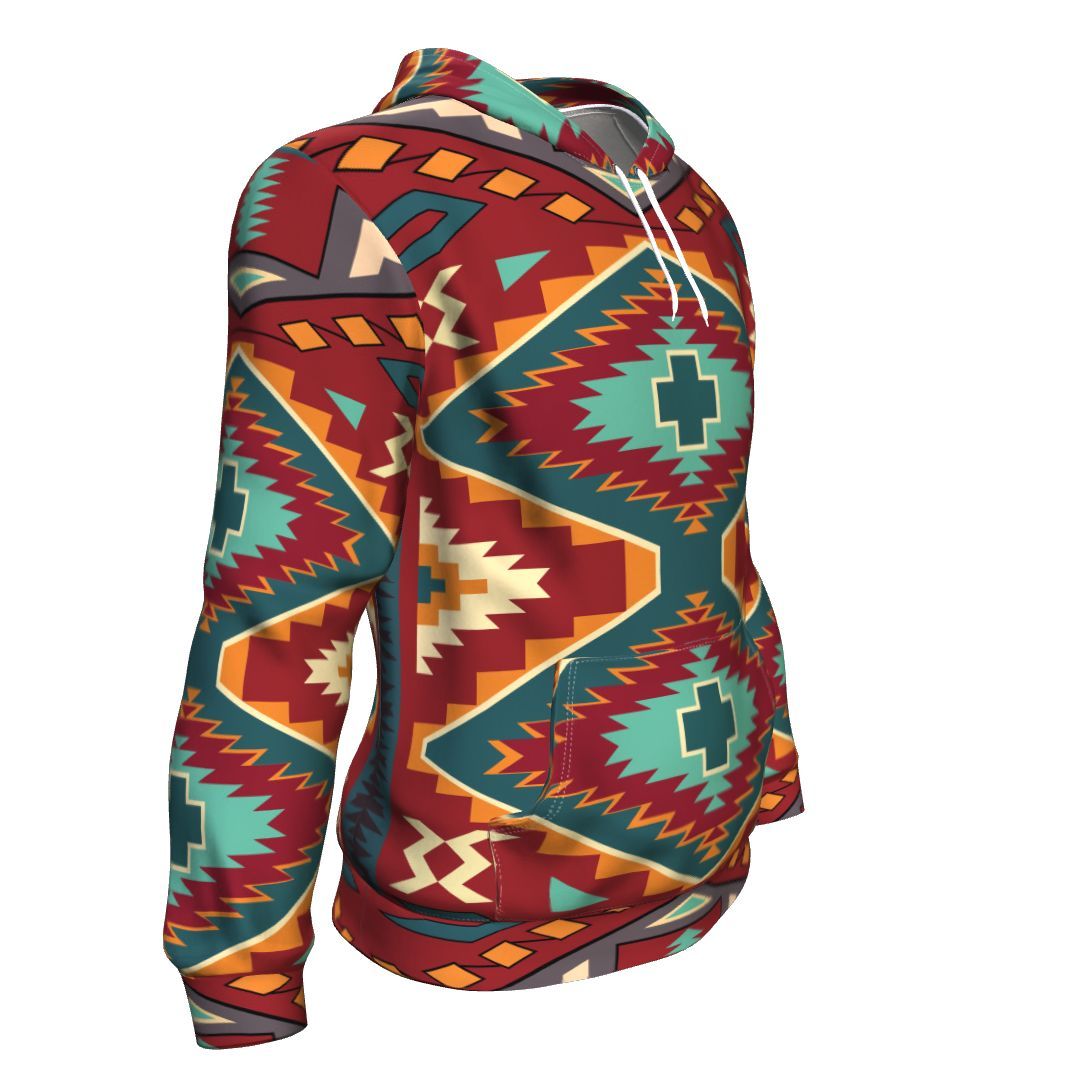 Native American Red Pattern All Over Hoodie LT10 - Wonder Print Shop