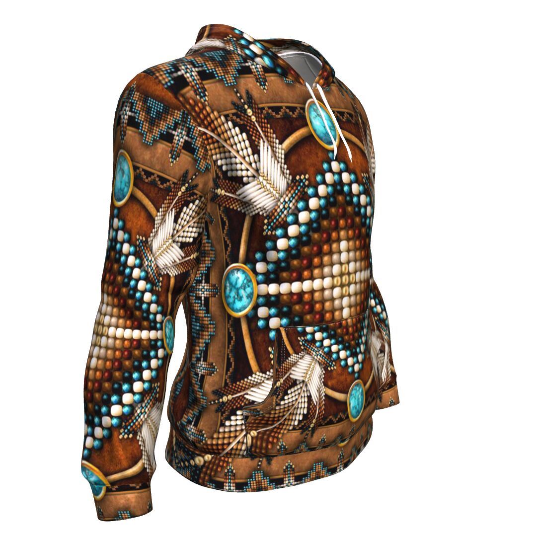 Naumaddic Arts Brown Native American All Over Hoodie LT10 - Wonder Print Shop