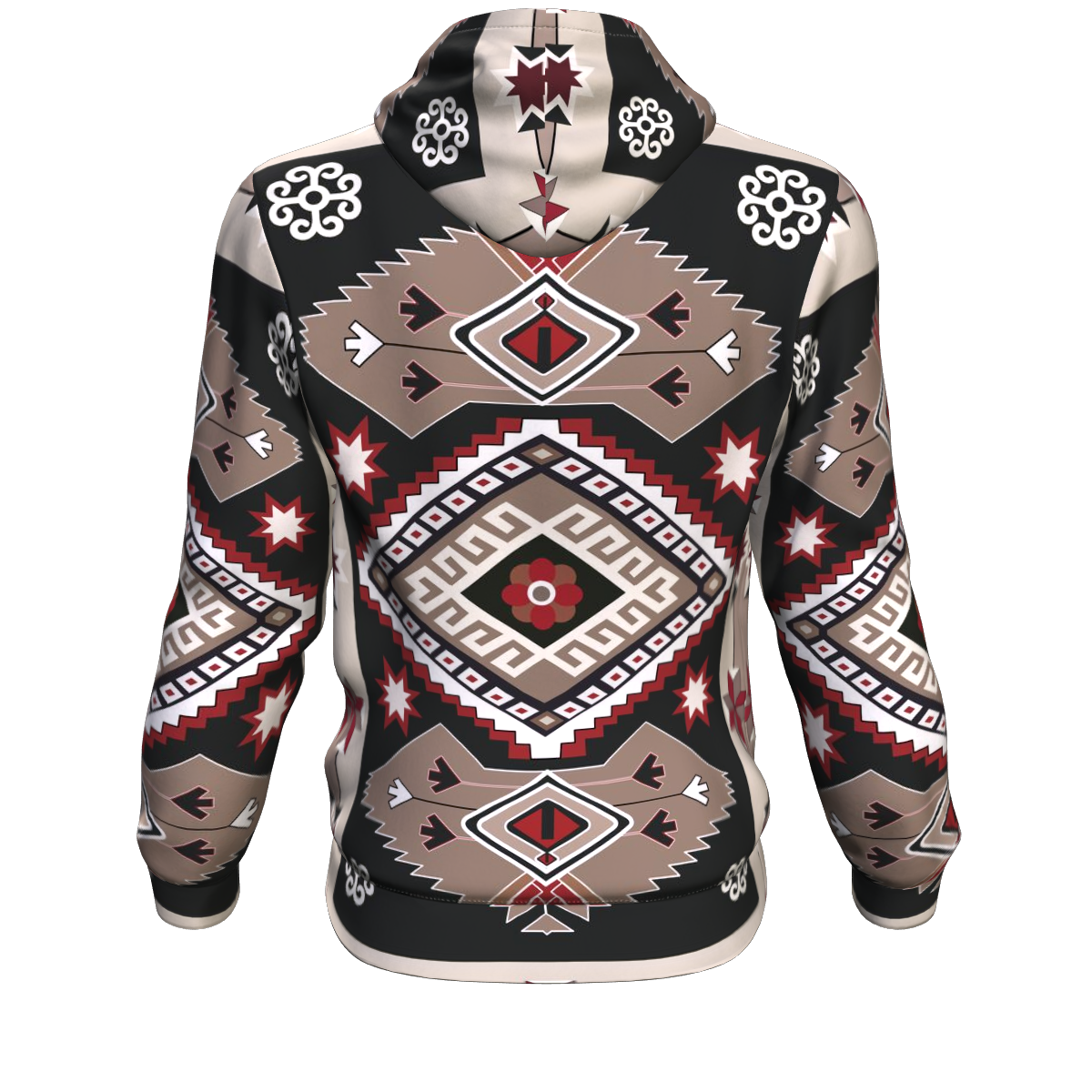 Gray Red Pattern Native American Hoodie LT10 - Wonder Print Shop