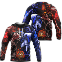 Viking Hoodie Ragnar and Wolf RLT12 - Wonder Print Shop