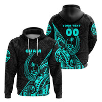 Custom Guam Rugby Hoodie Polynesian Patterns Style Turquoise LT16 - Wonder Print Shop
