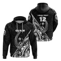 Custom Guam Rugby Hoodie Polynesian Patterns Style Black LT16 - Wonder Print Shop